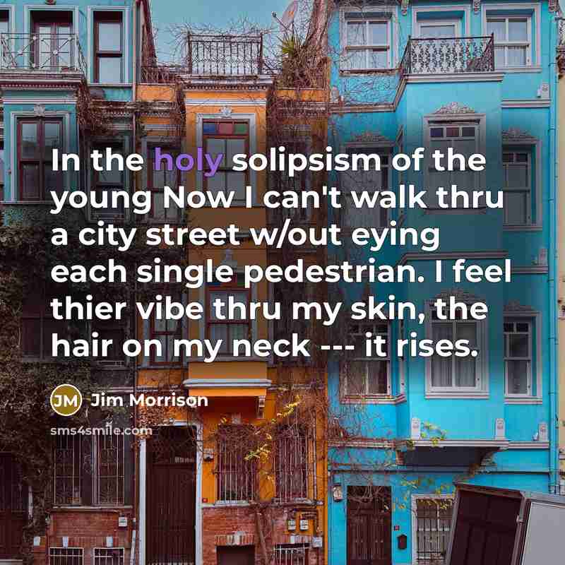 “In the holy solipsism of the young Now I can't…” quote by Jim Morrison