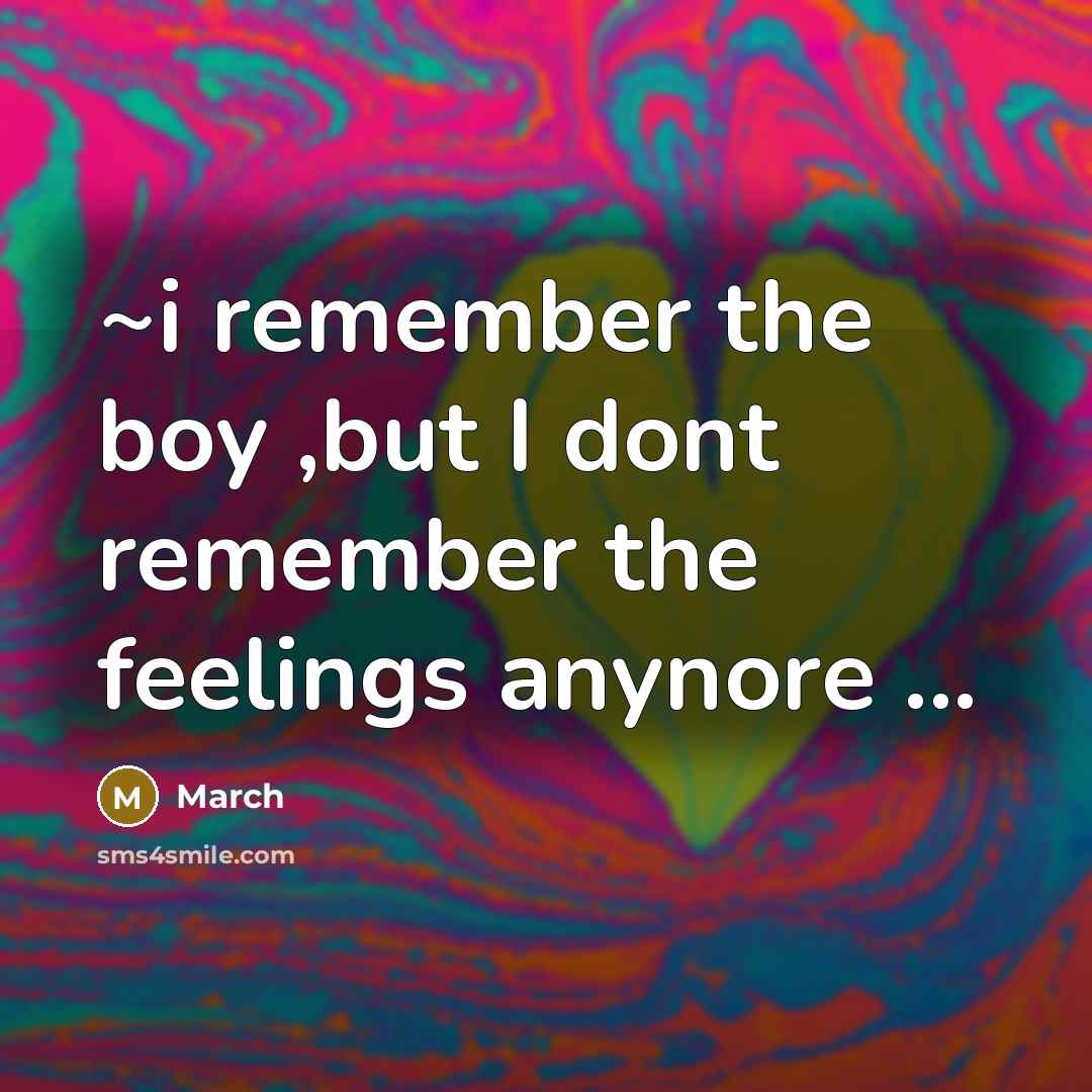 “~i remember the boy ,but I dont remember the feelings anynore ...” quote by March