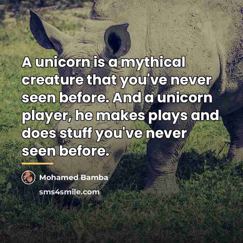 “A unicorn is a mythical creature that you've never seen…” quote by Mohamed Bamba