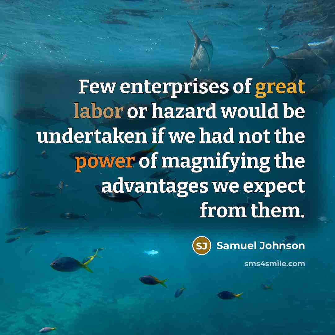 “Few enterprises of great labor or hazard would be undertaken…” quote by Samuel Johnson