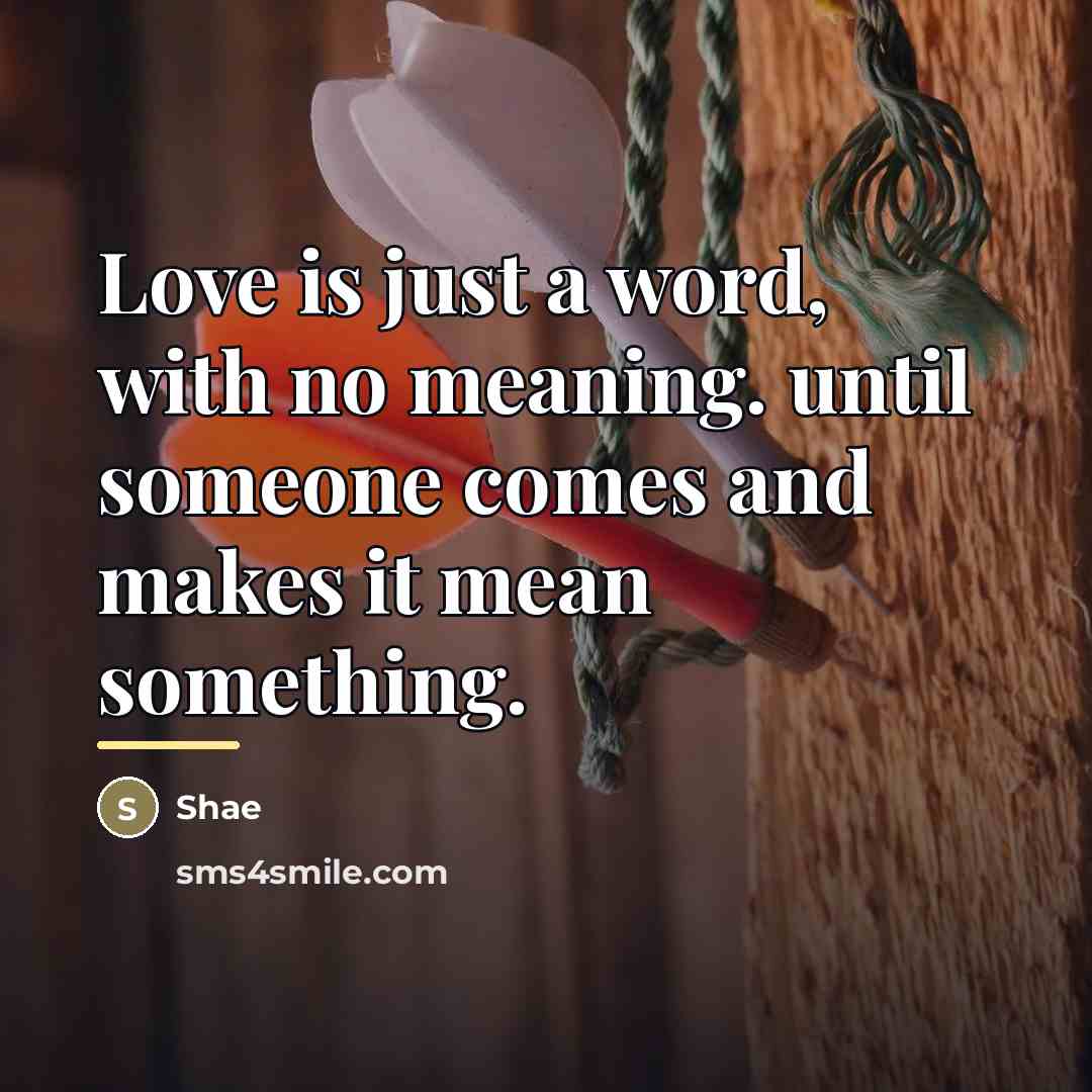 “Love is just a word, with no meaning. until someone…” quote by Shae