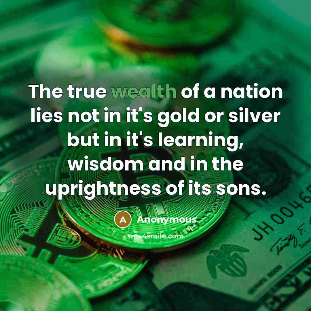 “The true wealth of a nation lies not in it's…” quote by Anonymous