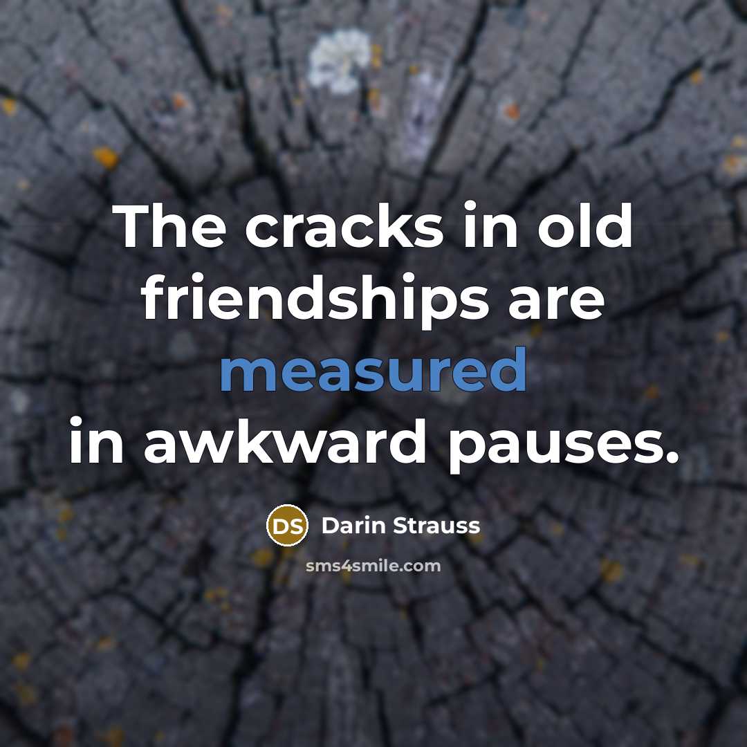 “The cracks in old friendships are measured in awkward pauses.…” quote by Darin Strauss
