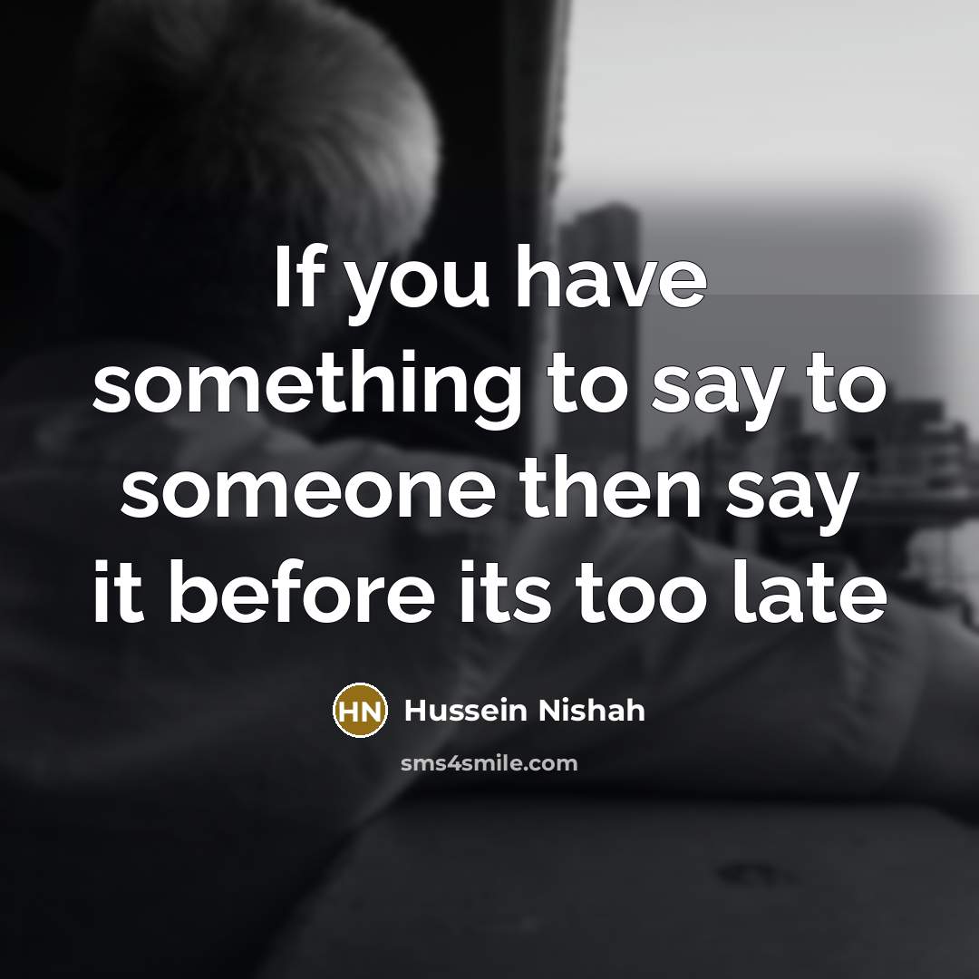 “If you have something to say to someone then say…” quote by Hussein Nishah