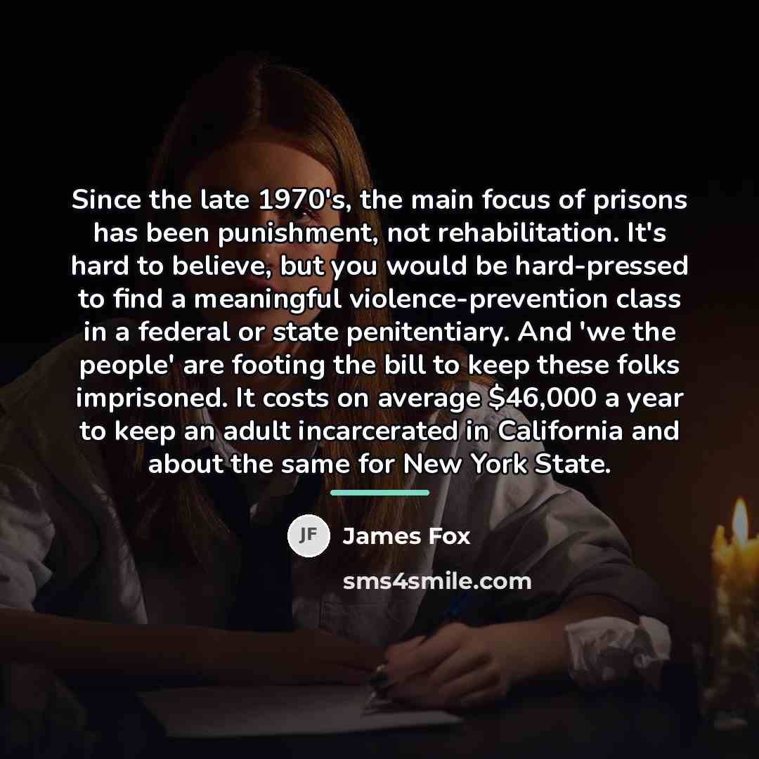 “Since the late 1970's, the main focus of prisons has…” quote by James Fox