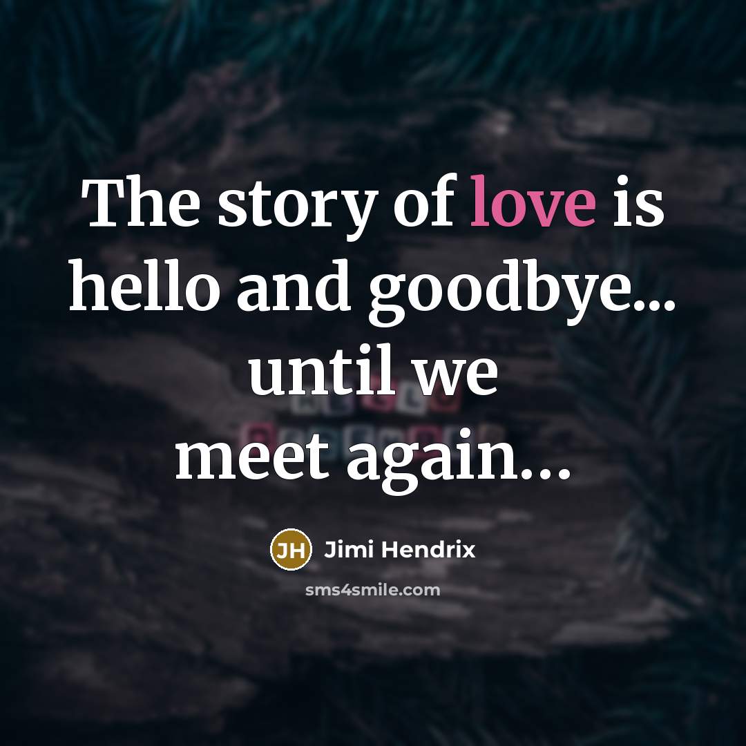 “The story of love is hello and goodbye... until we…” quote by Jimi Hendrix