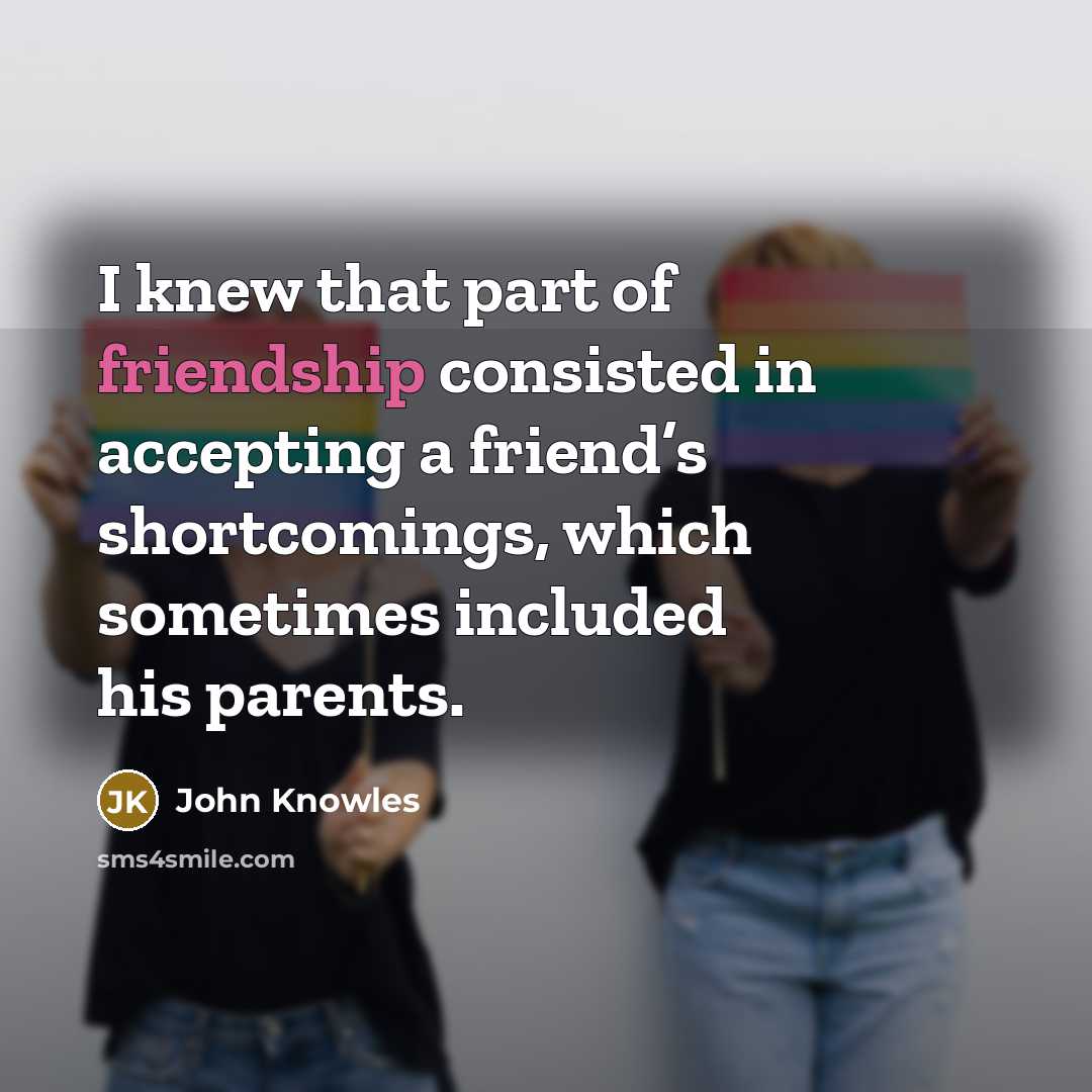“I knew that part of friendship consisted in accepting a…” quote by John Knowles