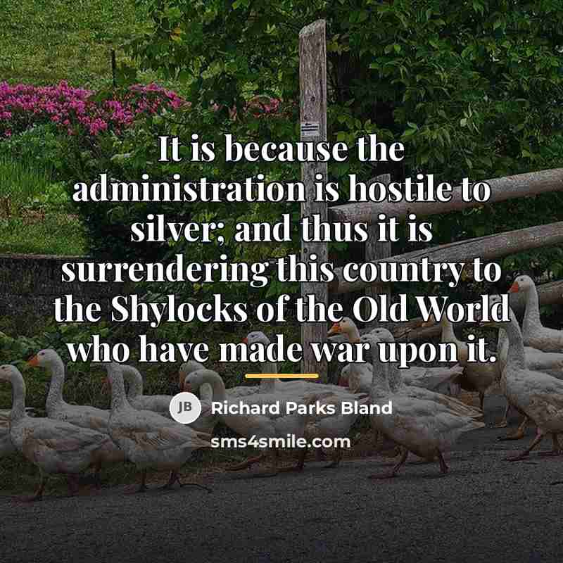 “It is because the administration is hostile to silver; and…” quote by Richard Parks Bland