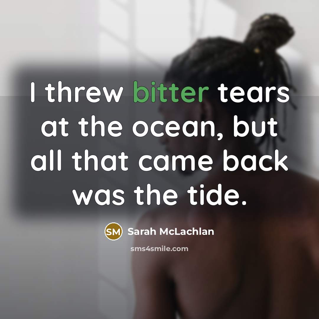 “I threw bitter tears at the ocean, but all that…” quote by Sarah McLachlan