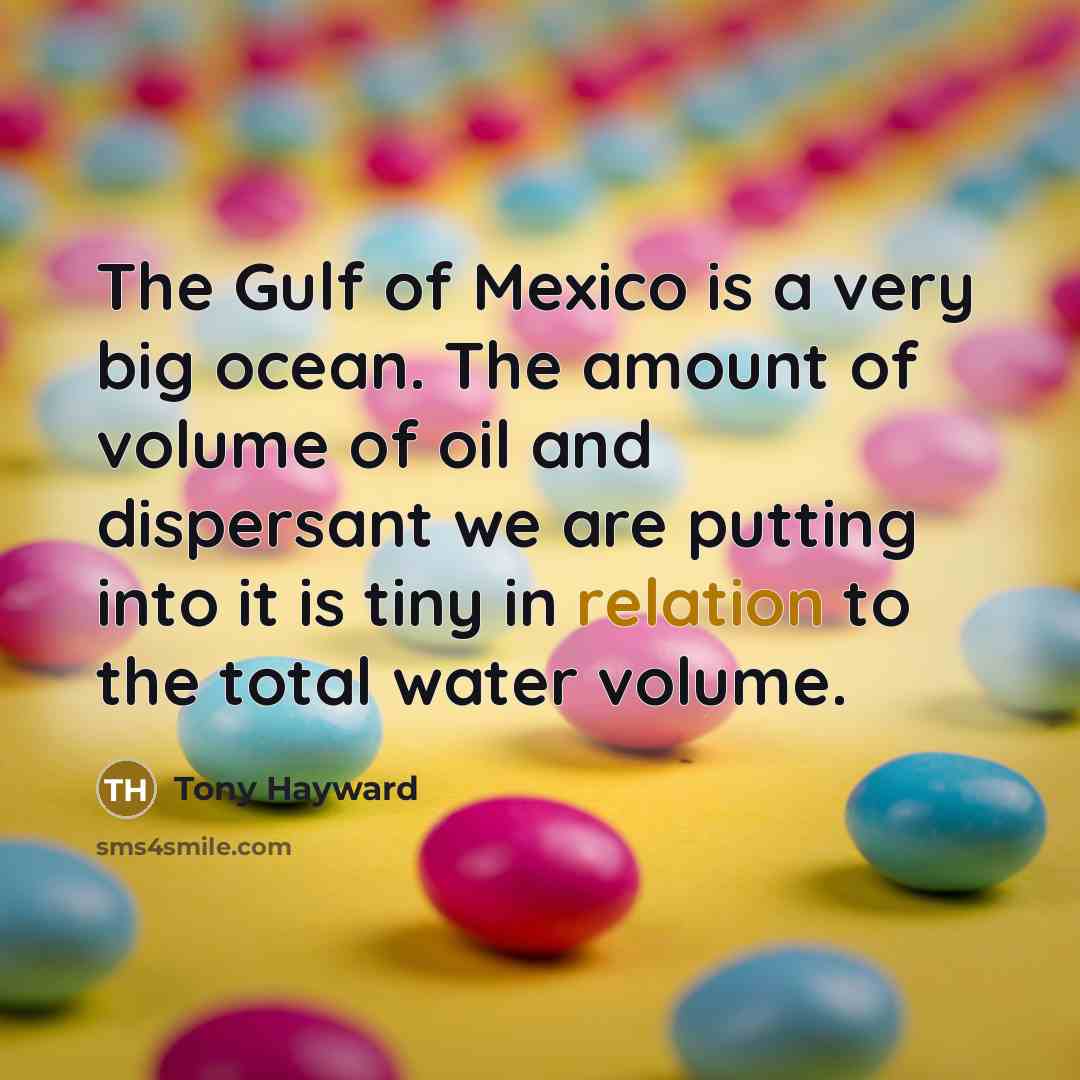 “The Gulf of Mexico is a very big ocean. The…” quote by Tony Hayward