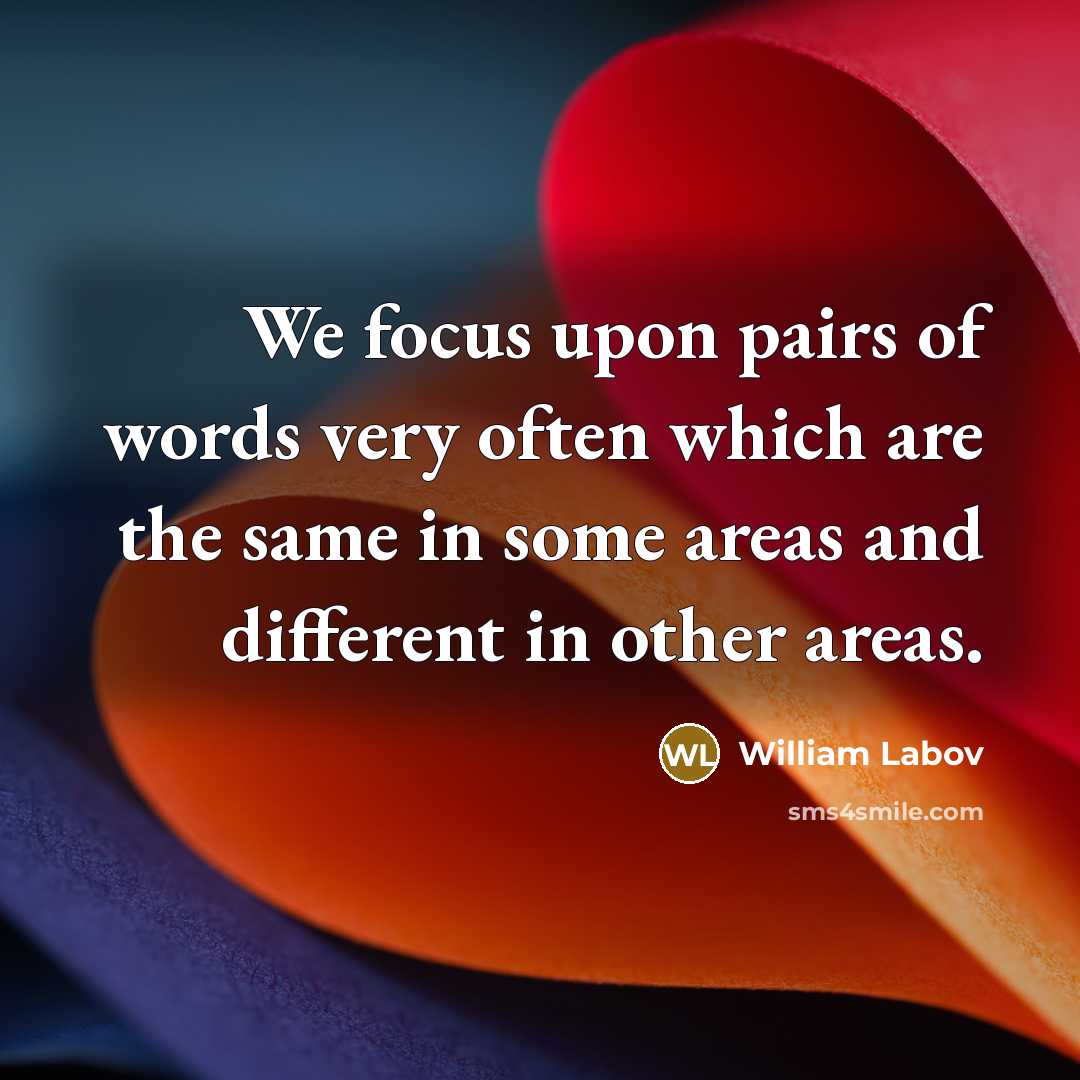 “We focus upon pairs of words very often which are…” quote by William Labov