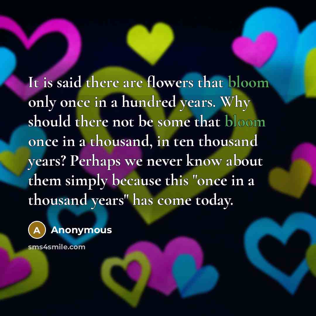 “It is said there are flowers that bloom only once…” quote by Anonymous