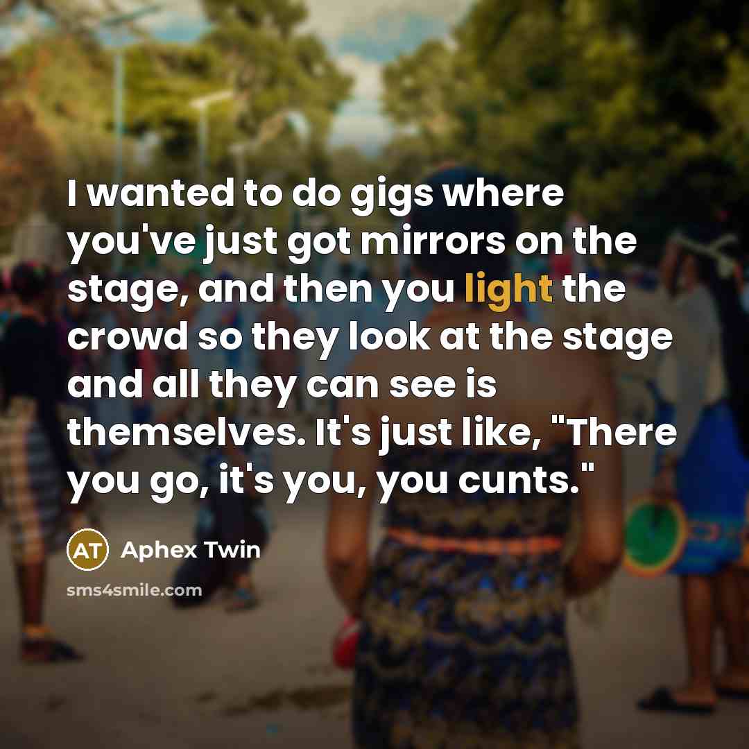 “I wanted to do gigs where you've just got mirrors…” quote by Aphex Twin