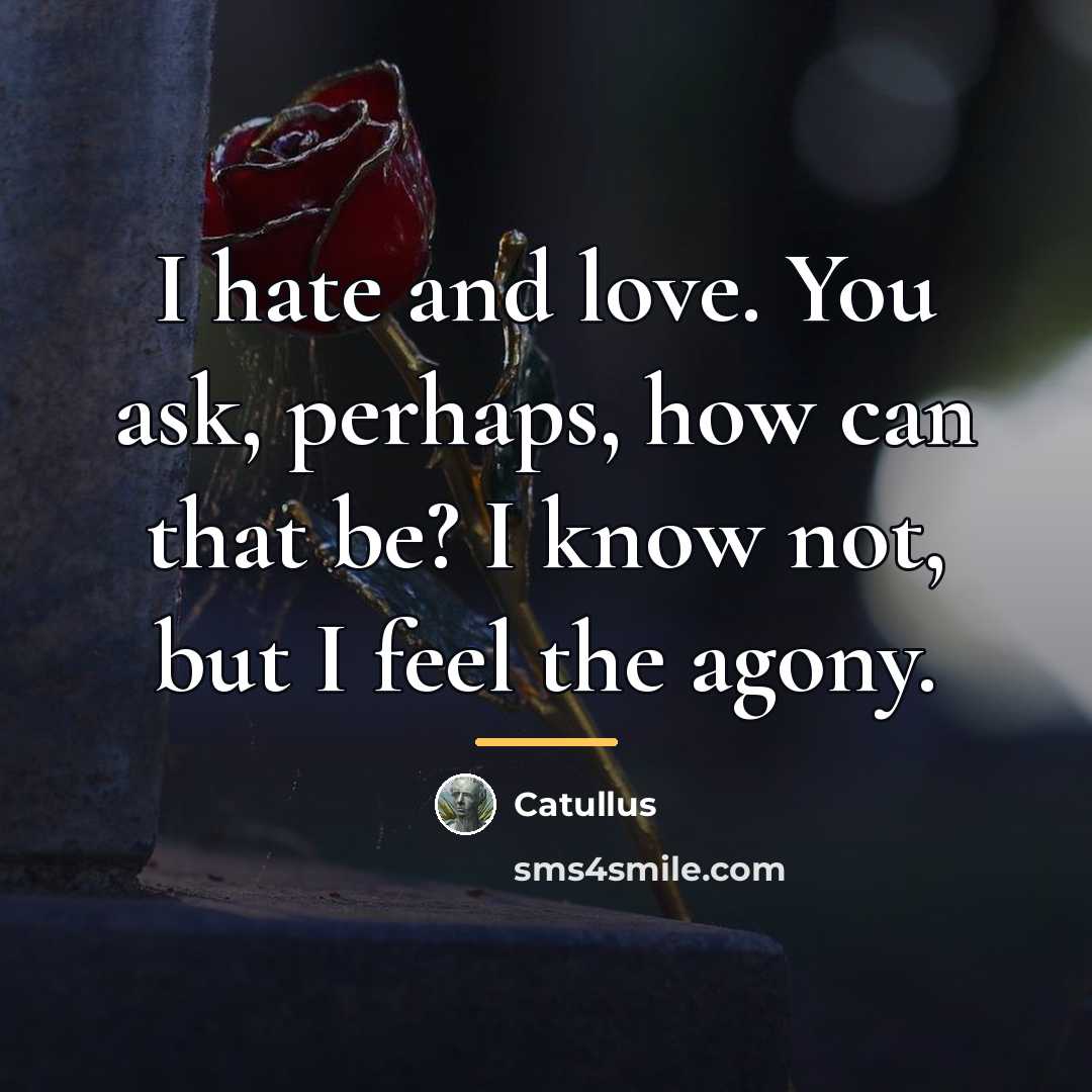 “I hate and love. You ask, perhaps, how can that…” quote by Catullus