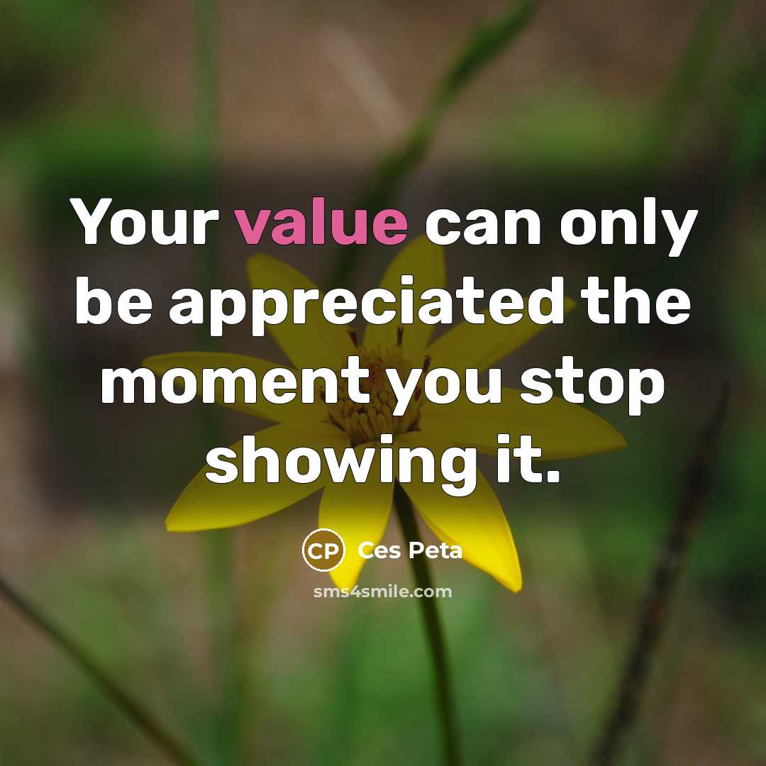 “Your value can only be appreciated the moment you stop…” quote by Ces Peta