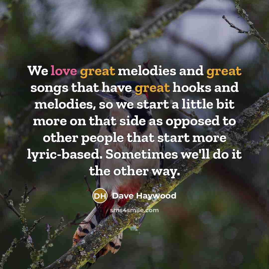 “We love great melodies and great songs that have great…” quote by Dave Haywood