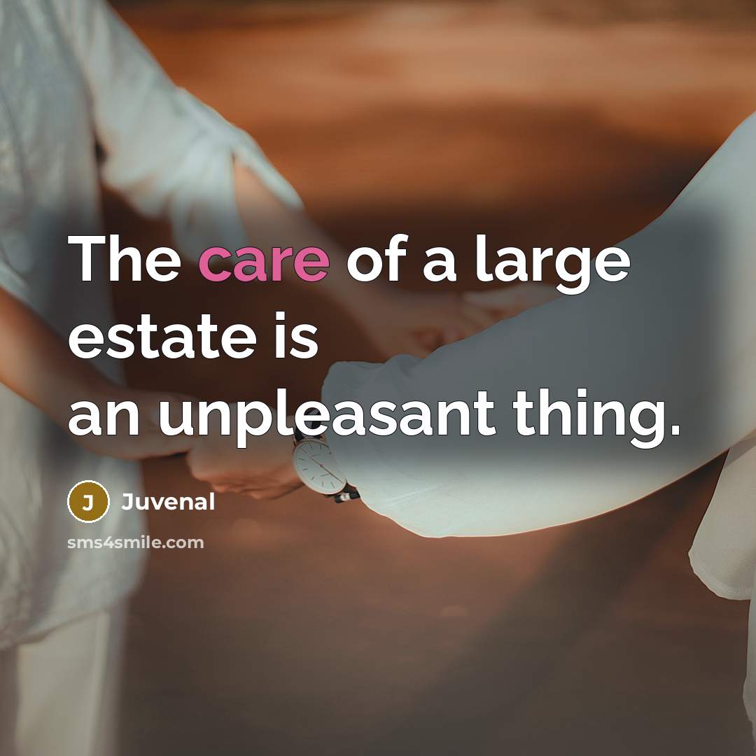 “The care of a large estate is an unpleasant thing.…” quote by Juvenal