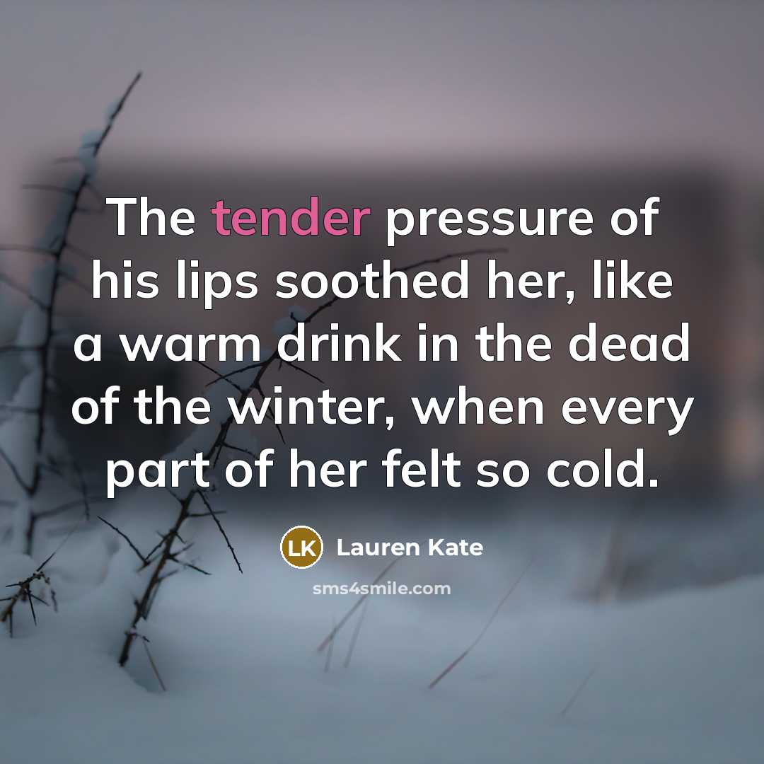 “The tender pressure of his lips soothed her, like a…” quote by Lauren Kate