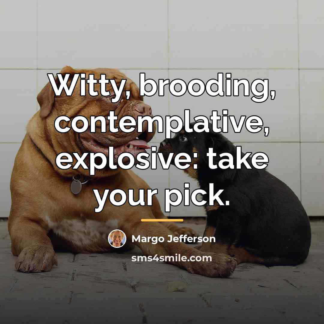 “Witty, brooding, contemplative, explosive: take your pick.…” quote by Margo Jefferson