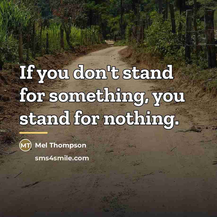 “If you don't stand for something, you stand for nothing.…” quote by Mel Thompson