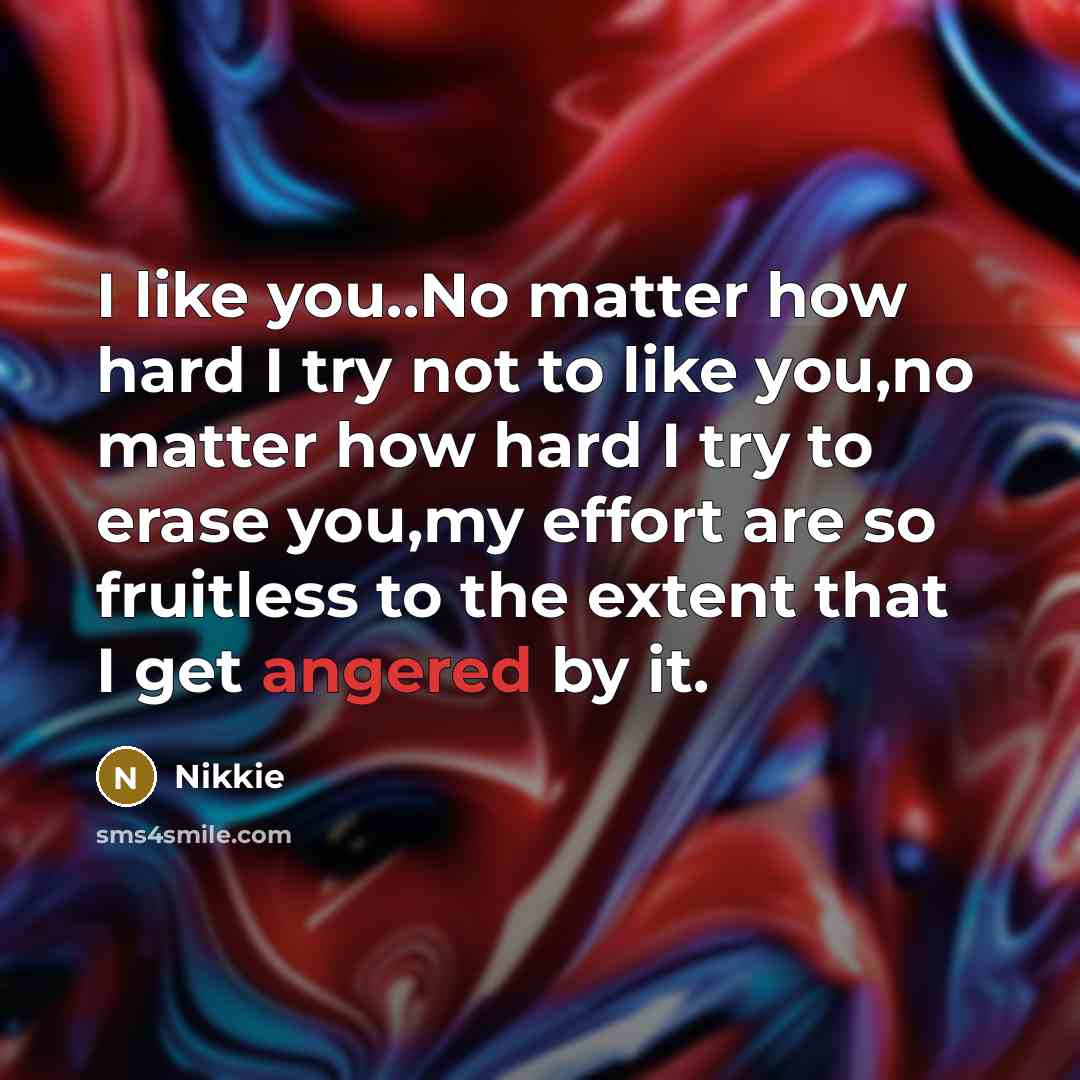“I like you..No matter how hard I try not to…” quote by Nikkie