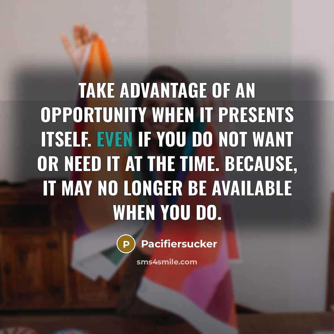 “Take Advantage Of An Opportunity When It Presents Itself. Even…” quote by Pacifiersucker