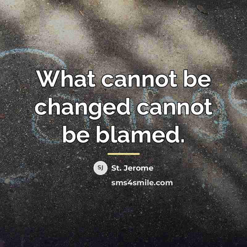 “What cannot be changed cannot be blamed.…” quote by St. Jerome