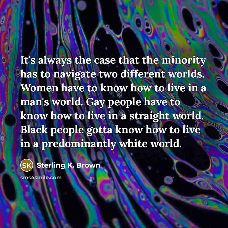 “It's always the case that the minority has to navigate…” quote by Sterling K. Brown