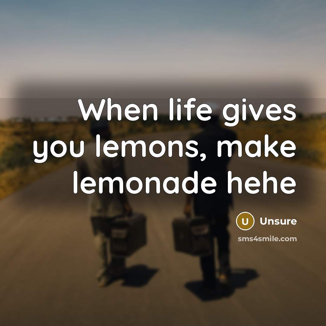 “When life gives you lemons, make lemonade hehe” quote by Unsure