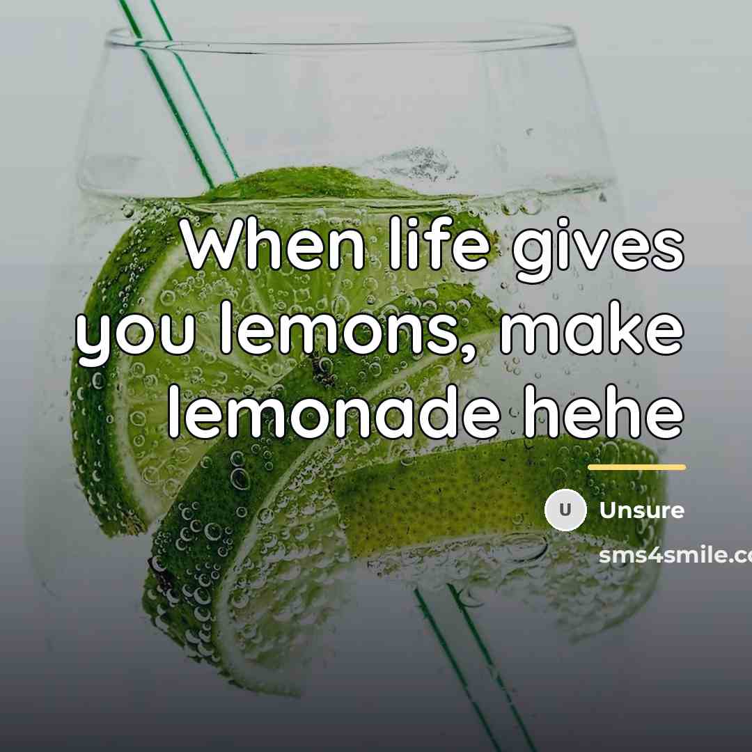 “When life gives you lemons, make lemonade hehe…” quote by Unsure