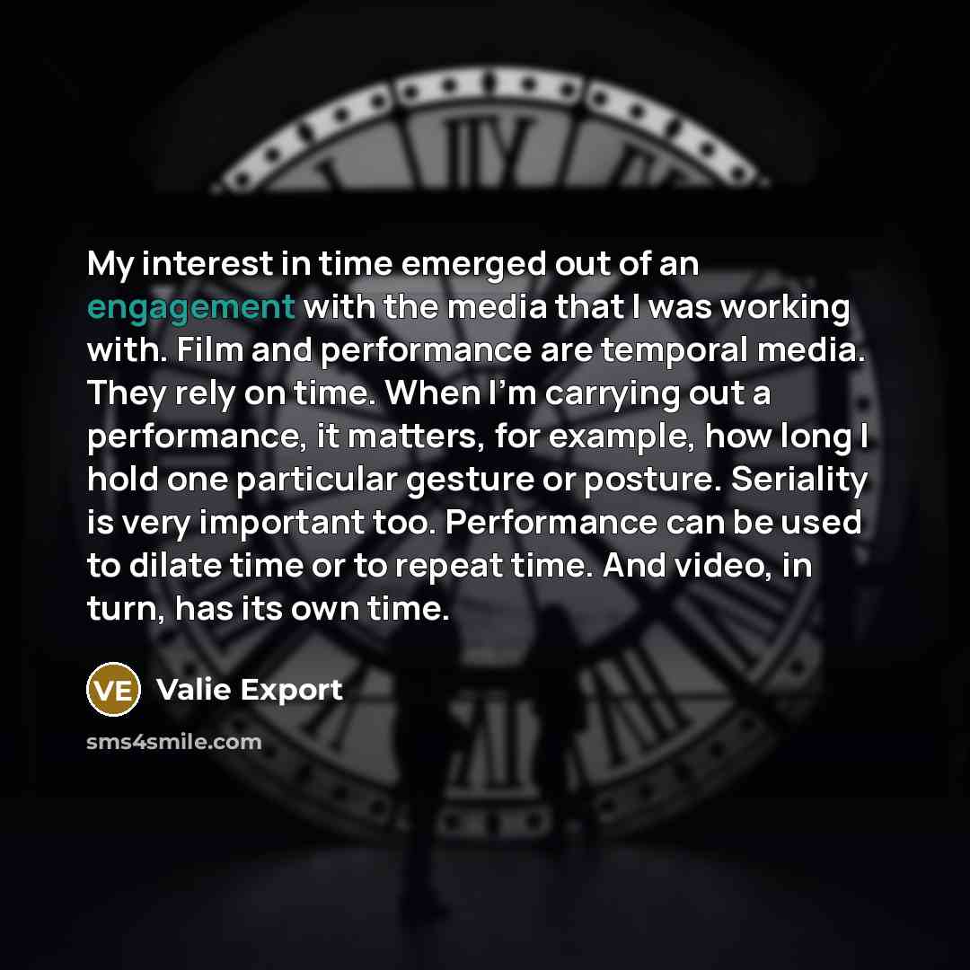 “My interest in time emerged out of an engagement with…” quote by Valie Export