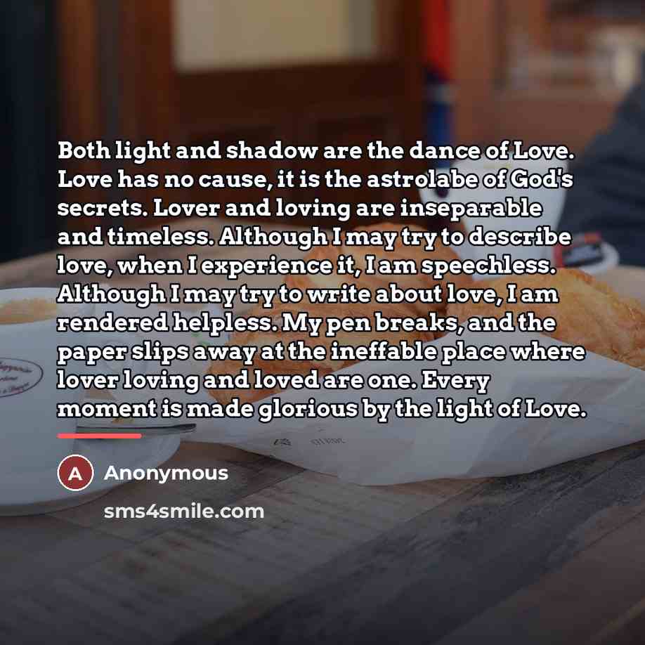 “Both light and shadow are the dance of Love. Love…” quote by Anonymous