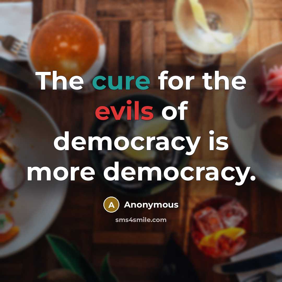 “The cure for the evils of democracy is more democracy.” quote by Anonymous