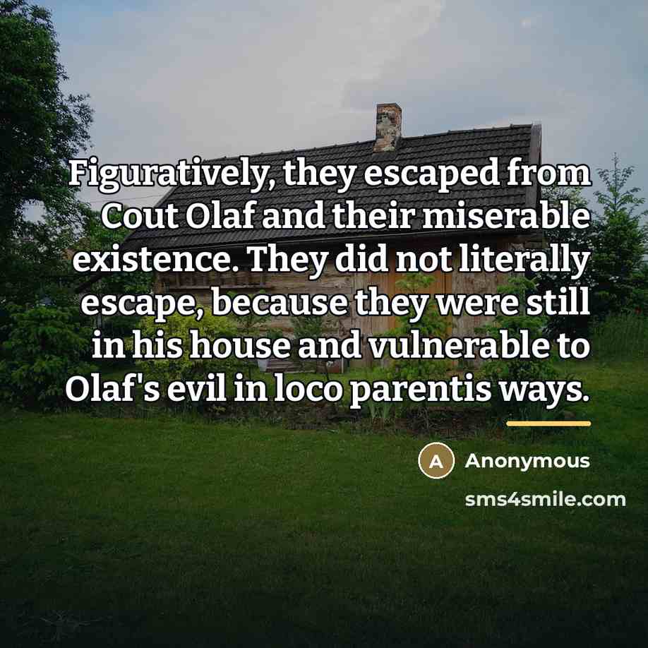 “Figuratively, they escaped from Cout Olaf and their miserable existence.…” quote by Anonymous