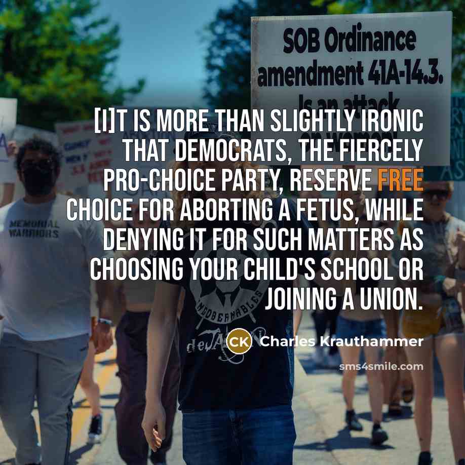 “[I]t is more than slightly ironic that Democrats, the fiercely…” quote by Charles Krauthammer