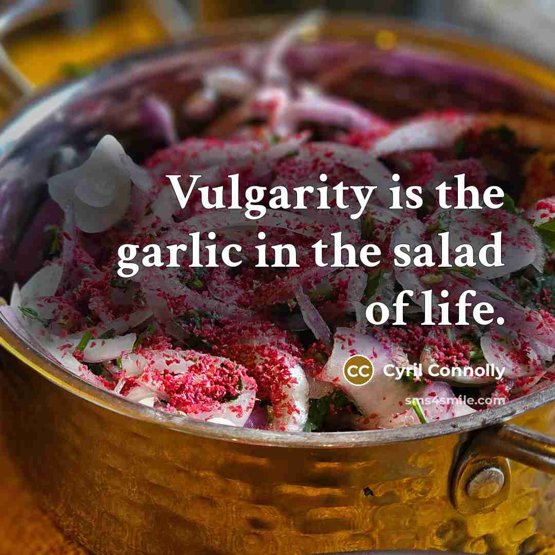 “Vulgarity is the garlic in the salad of life.…” quote by Cyril Connolly