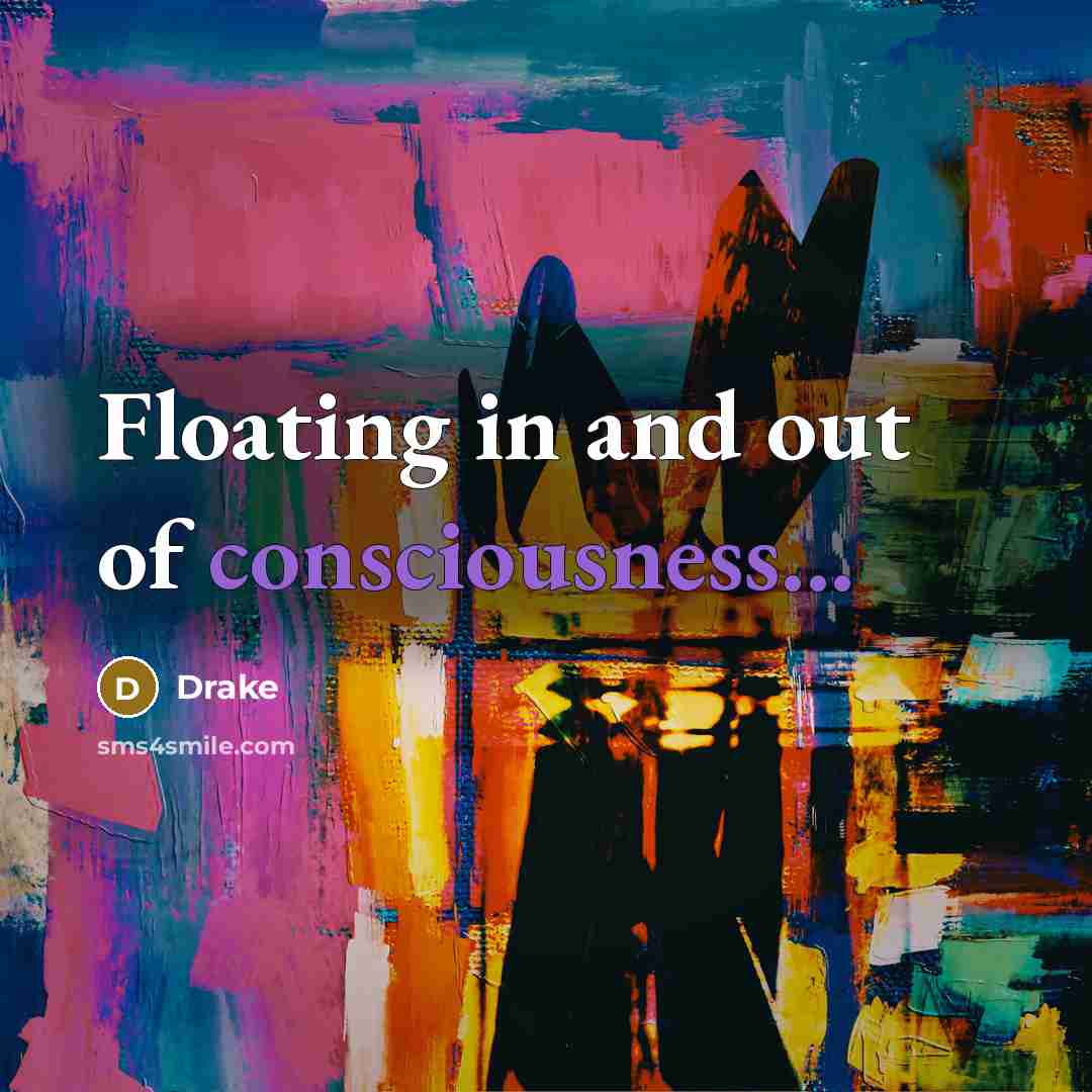 “Floating in and out of consciousness...” quote by Drake