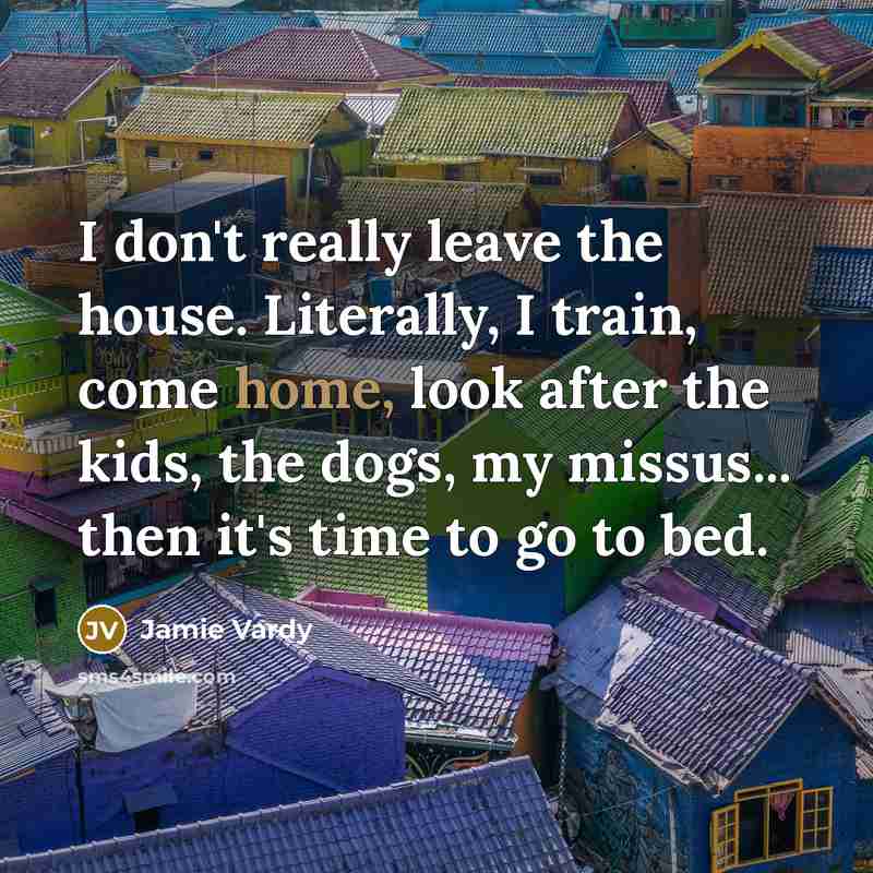 “I don't really leave the house. Literally, I train, come home, look after the kids, the dogs, my missus... then it's time to go to bed.” quote by Jamie Vardy