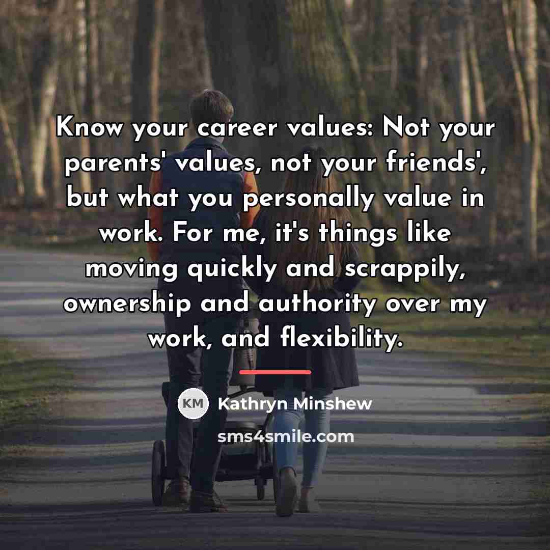 “Know your career values: Not your parents' values, not your…” quote by Kathryn Minshew