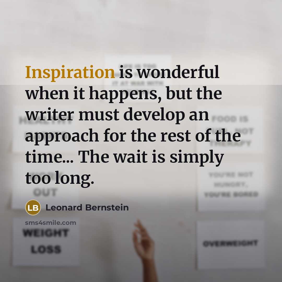 “Inspiration is wonderful when it happens, but the writer must…” quote by Leonard Bernstein