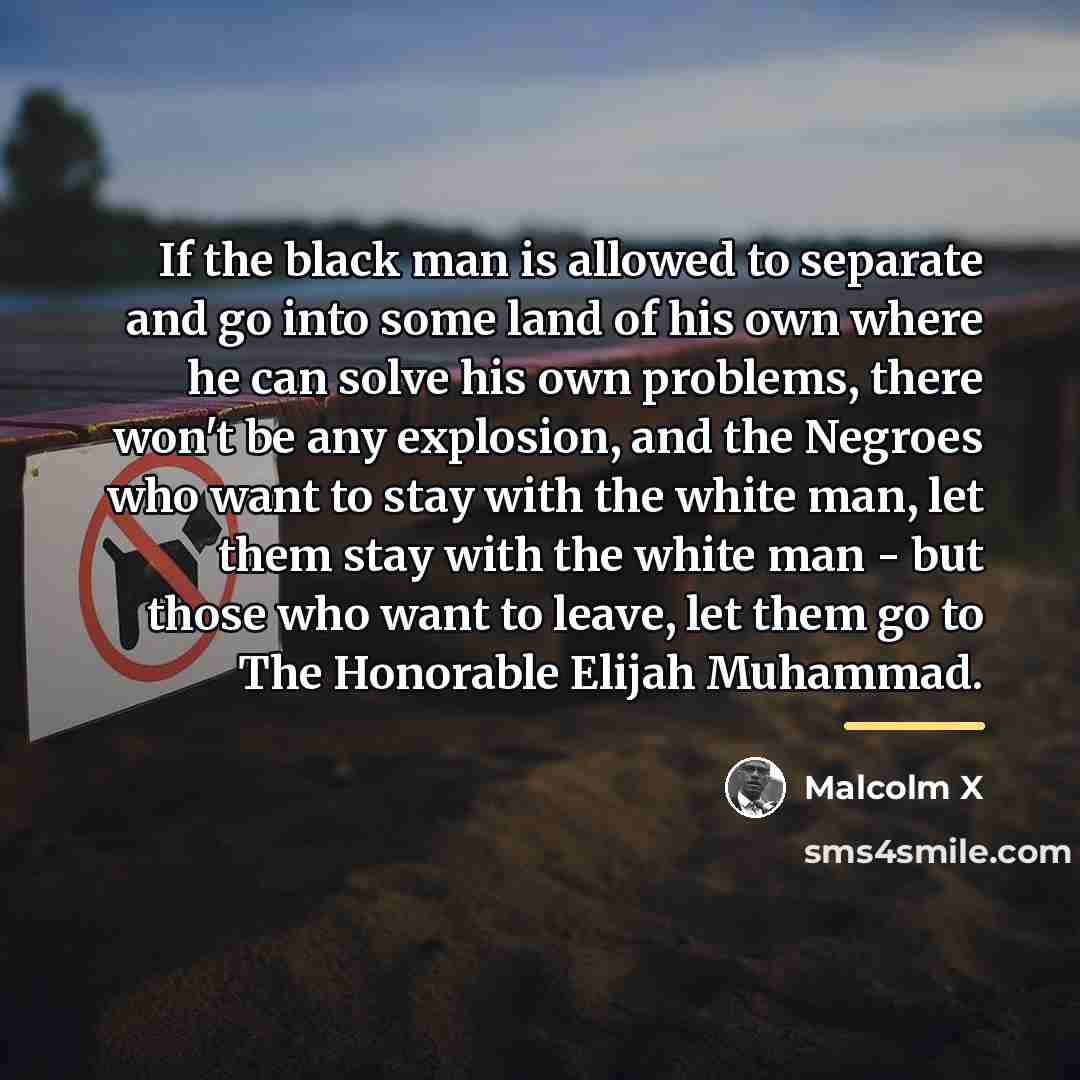 “If the black man is allowed to separate and go…” quote by Malcolm X