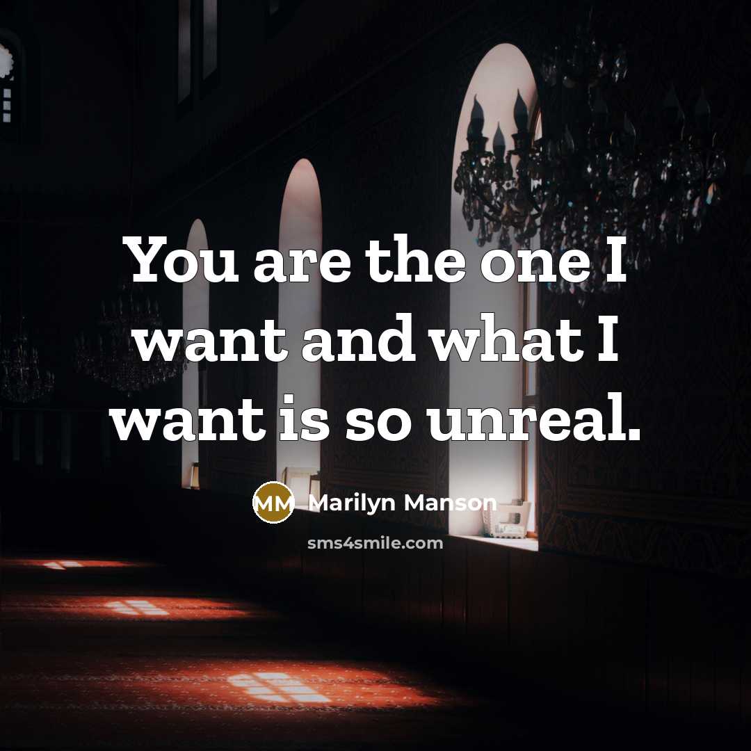“You are the one I want and what I want…” quote by Marilyn Manson
