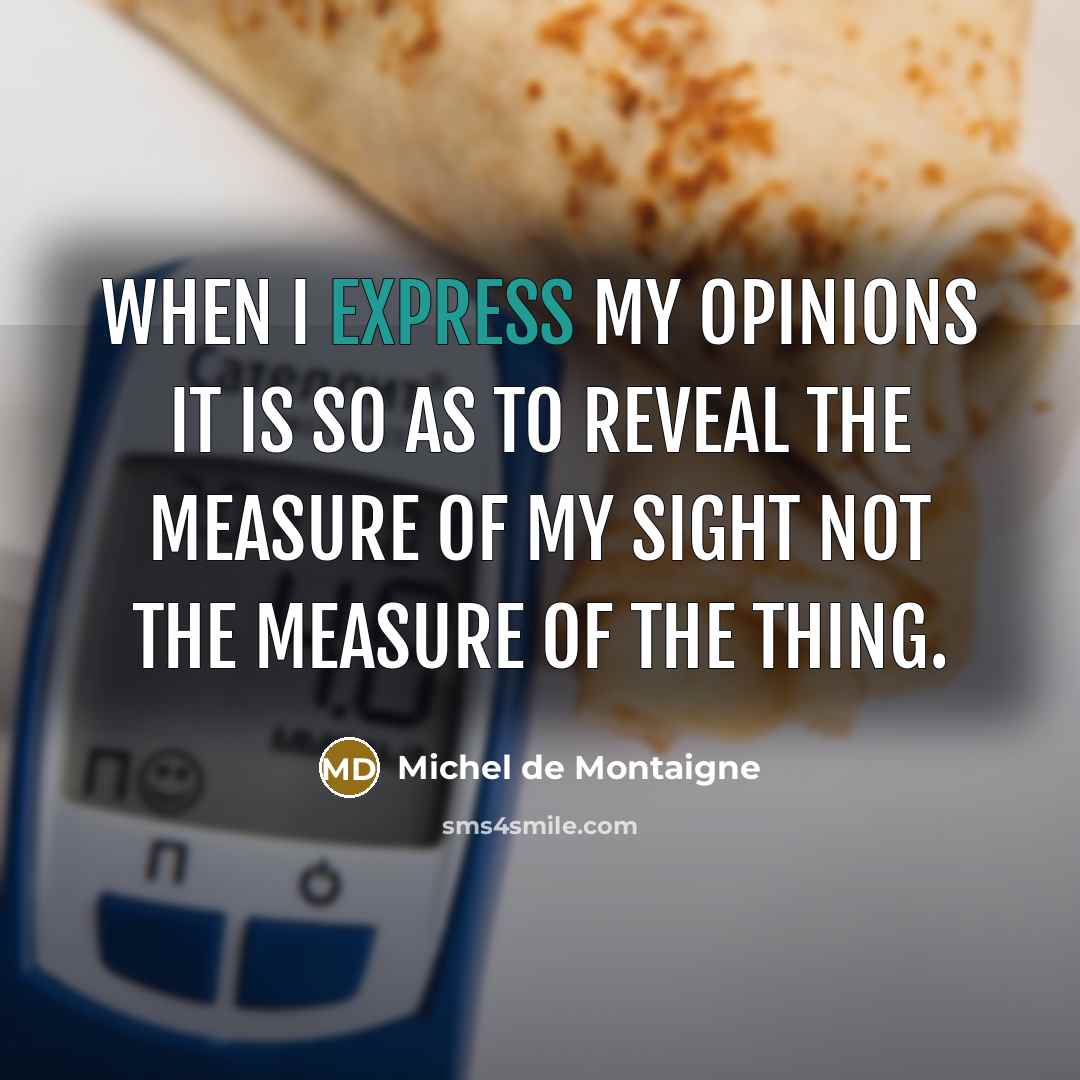 “When I express my opinions it is so as to…” quote by Michel de Montaigne