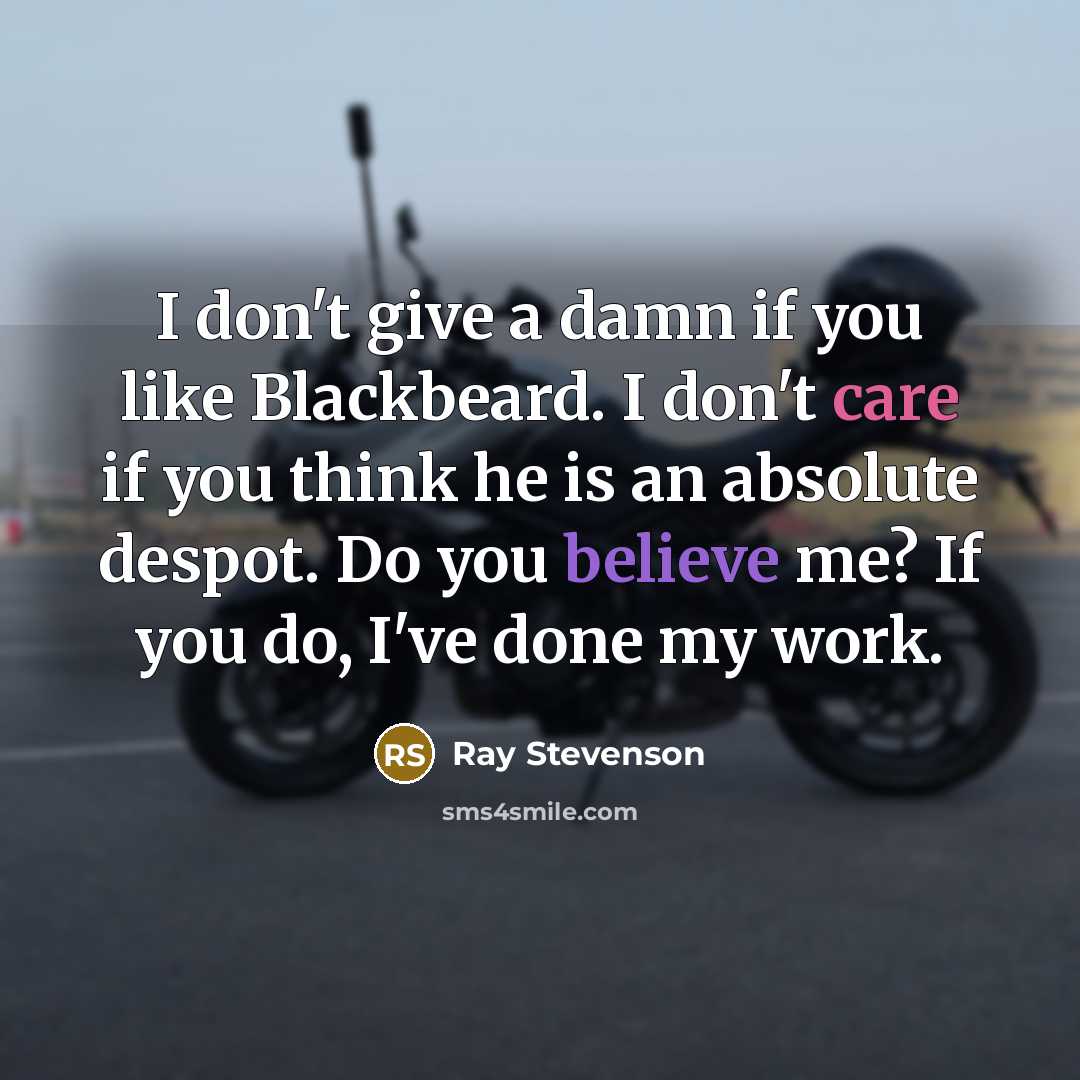 “I don't give a damn if you like Blackbeard. I…” quote by Ray Stevenson