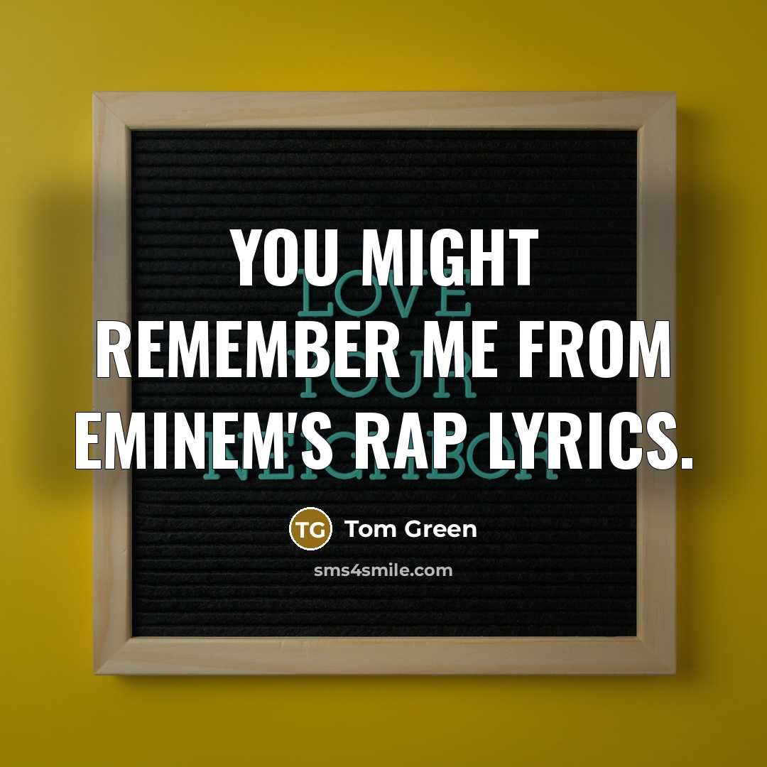 “You might remember me from Eminem's rap lyrics.…” quote by Tom Green
