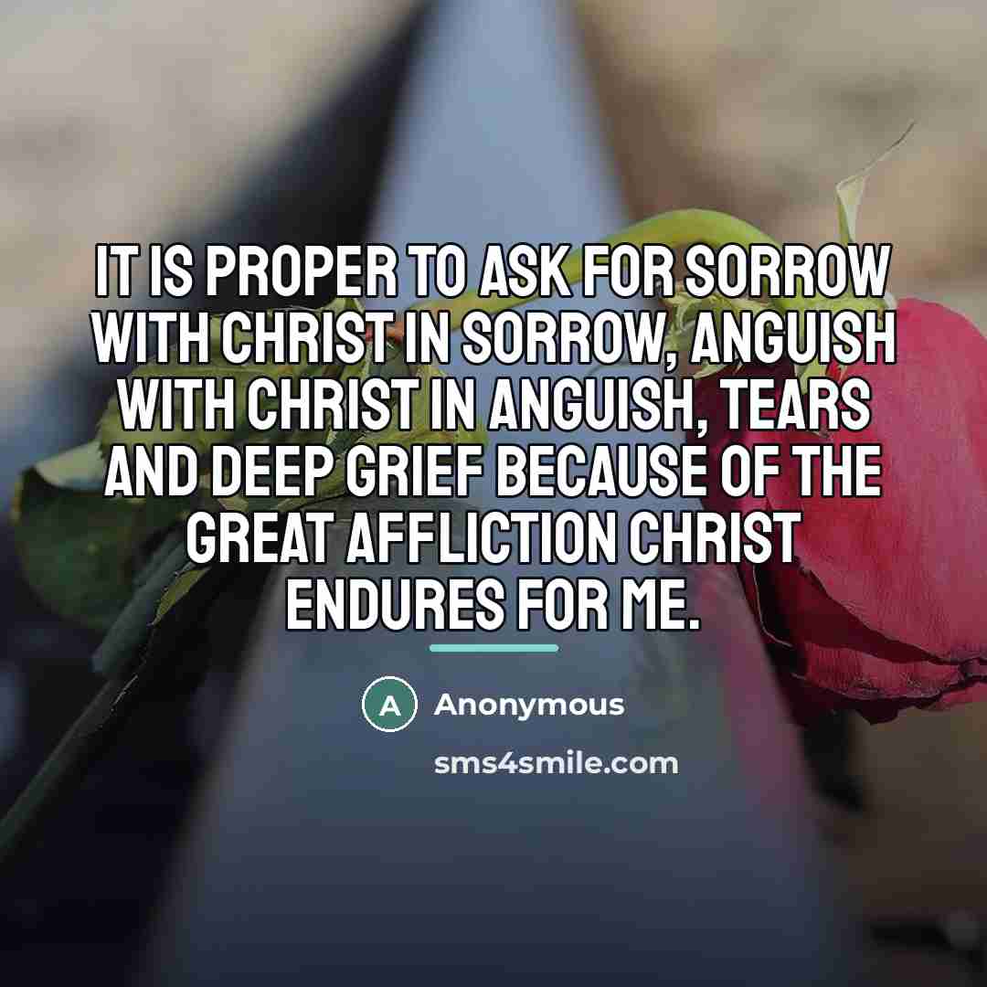 “It is proper to ask for sorrow with Christ in…” quote by Anonymous