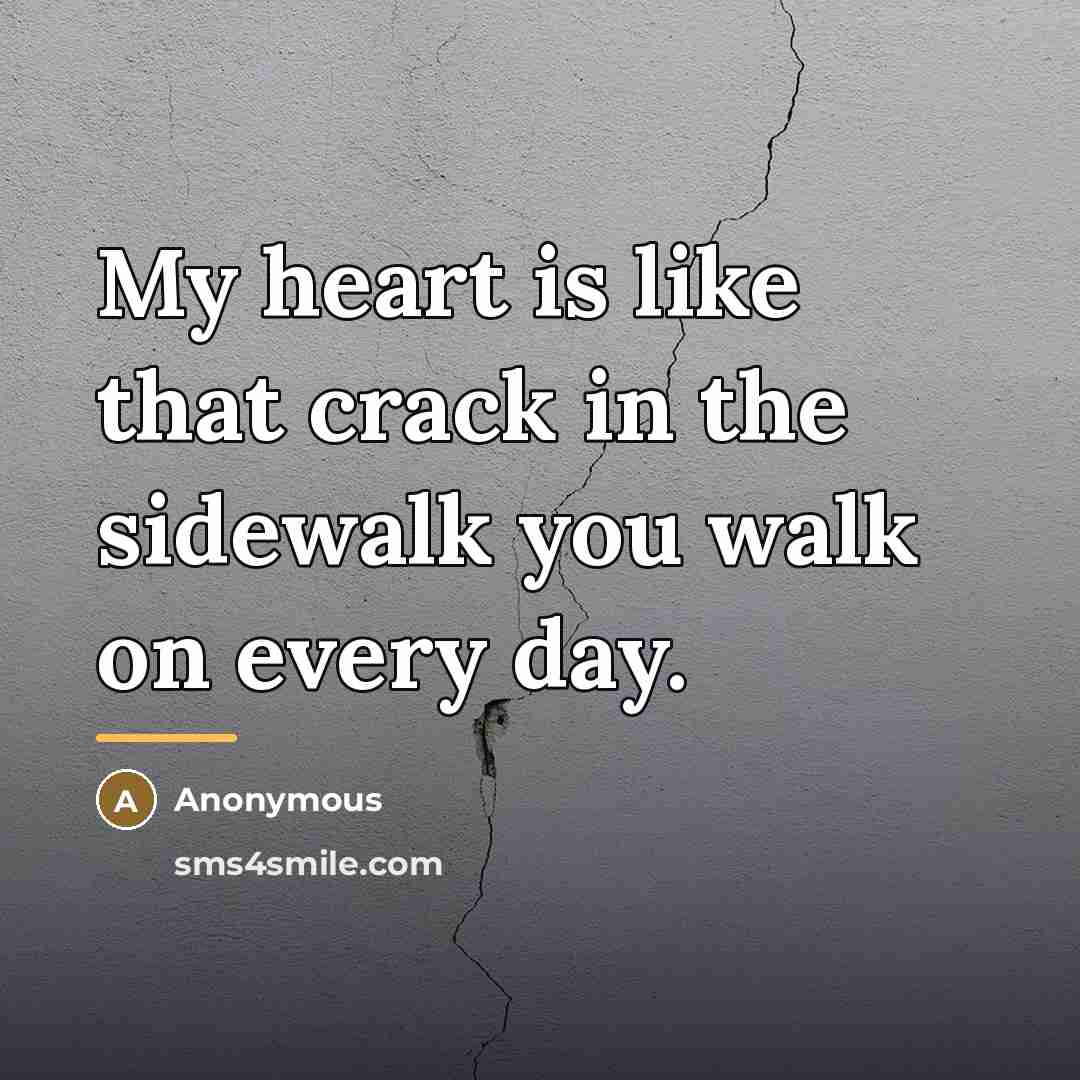 “My heart is like that crack in the sidewalk you…” quote by Anonymous