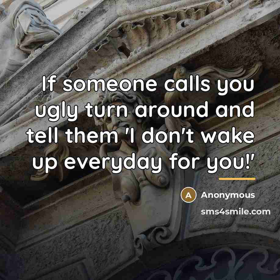 “If someone calls you ugly turn around and tell them…” quote by Anonymous