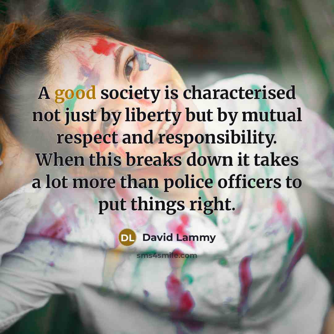 “A good society is characterised not just by liberty but…” quote by David Lammy