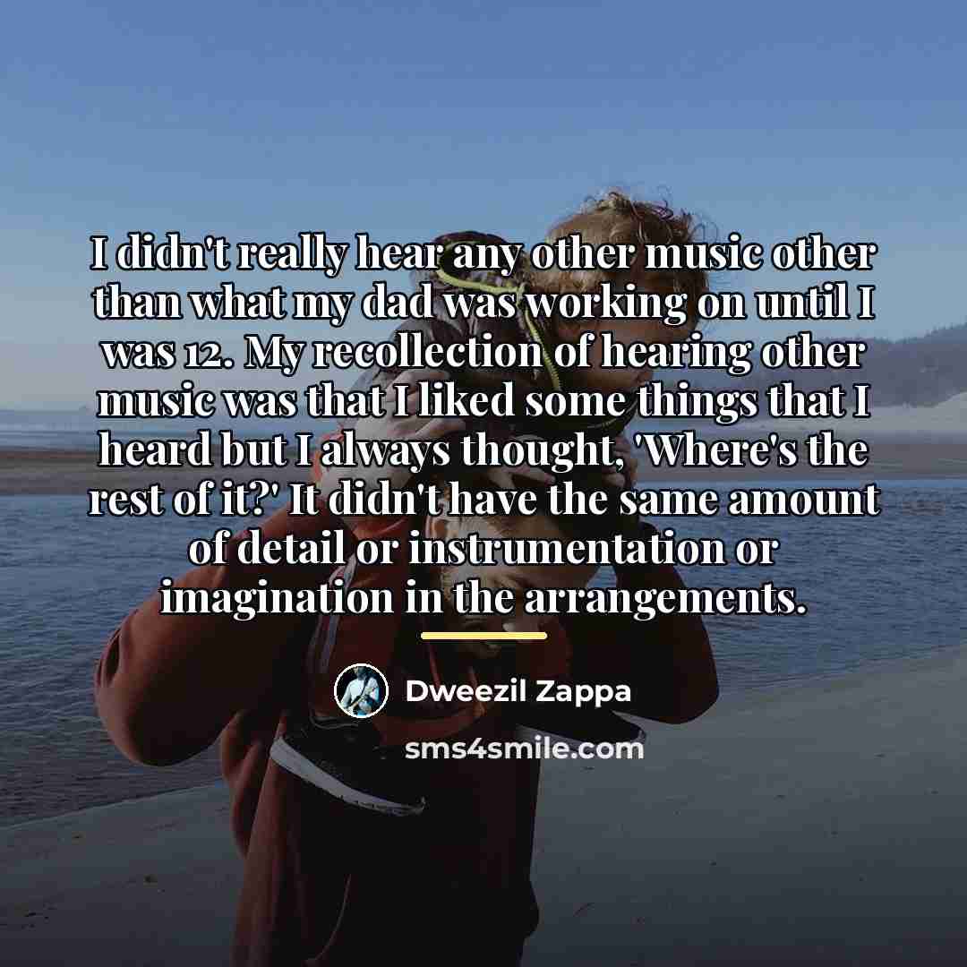 “I didn't really hear any other music other than what…” quote by Dweezil Zappa